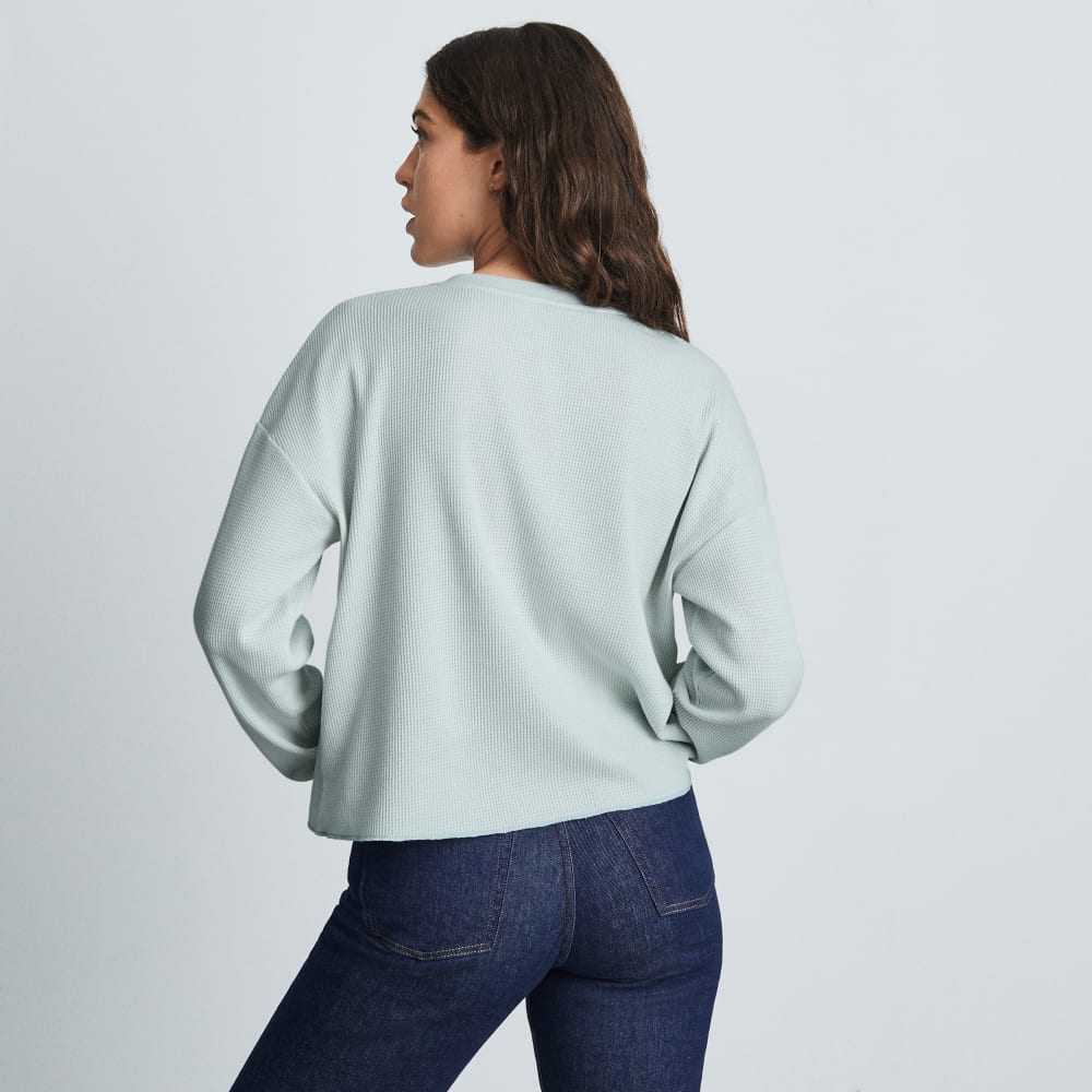 The Organic Cotton Waffle Henley | Ice Blue