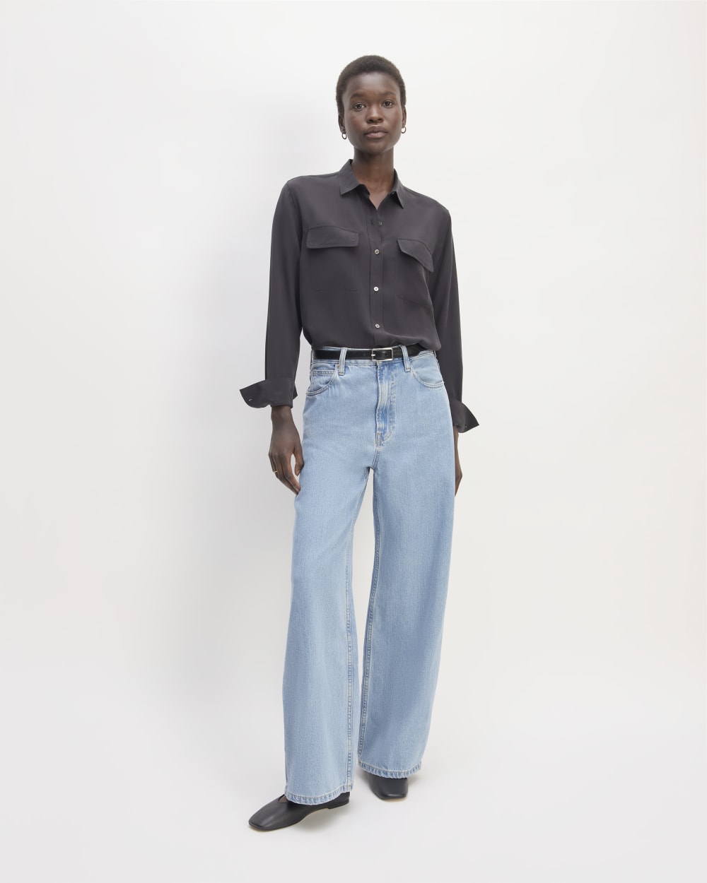The Utility Shirt in Washable Silk | Black