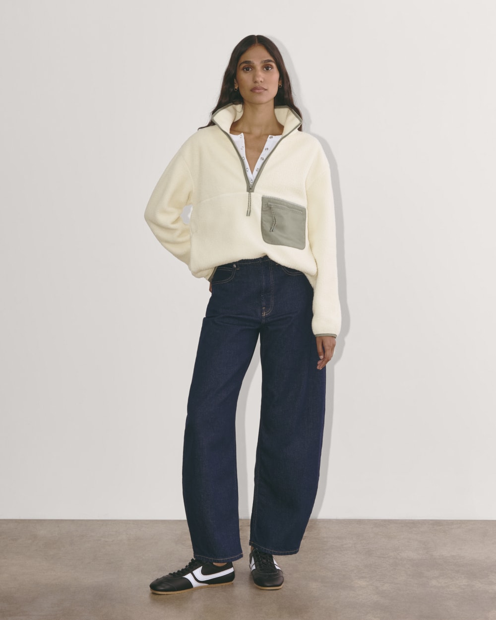 The ReNew Fleece Oversized Half-Zip | Heathered Oat