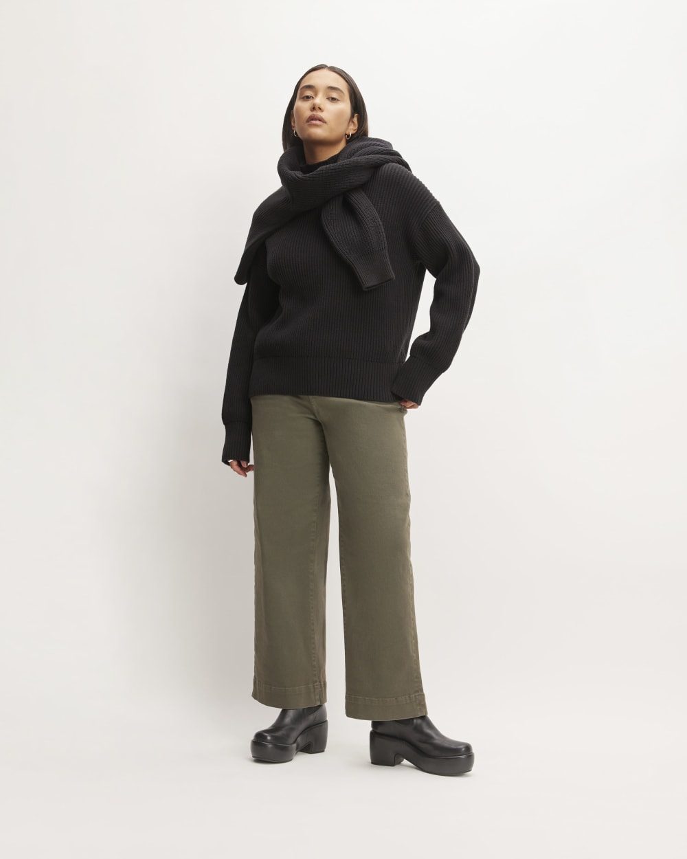 The Organic Cotton Ribbed Turtleneck | Black