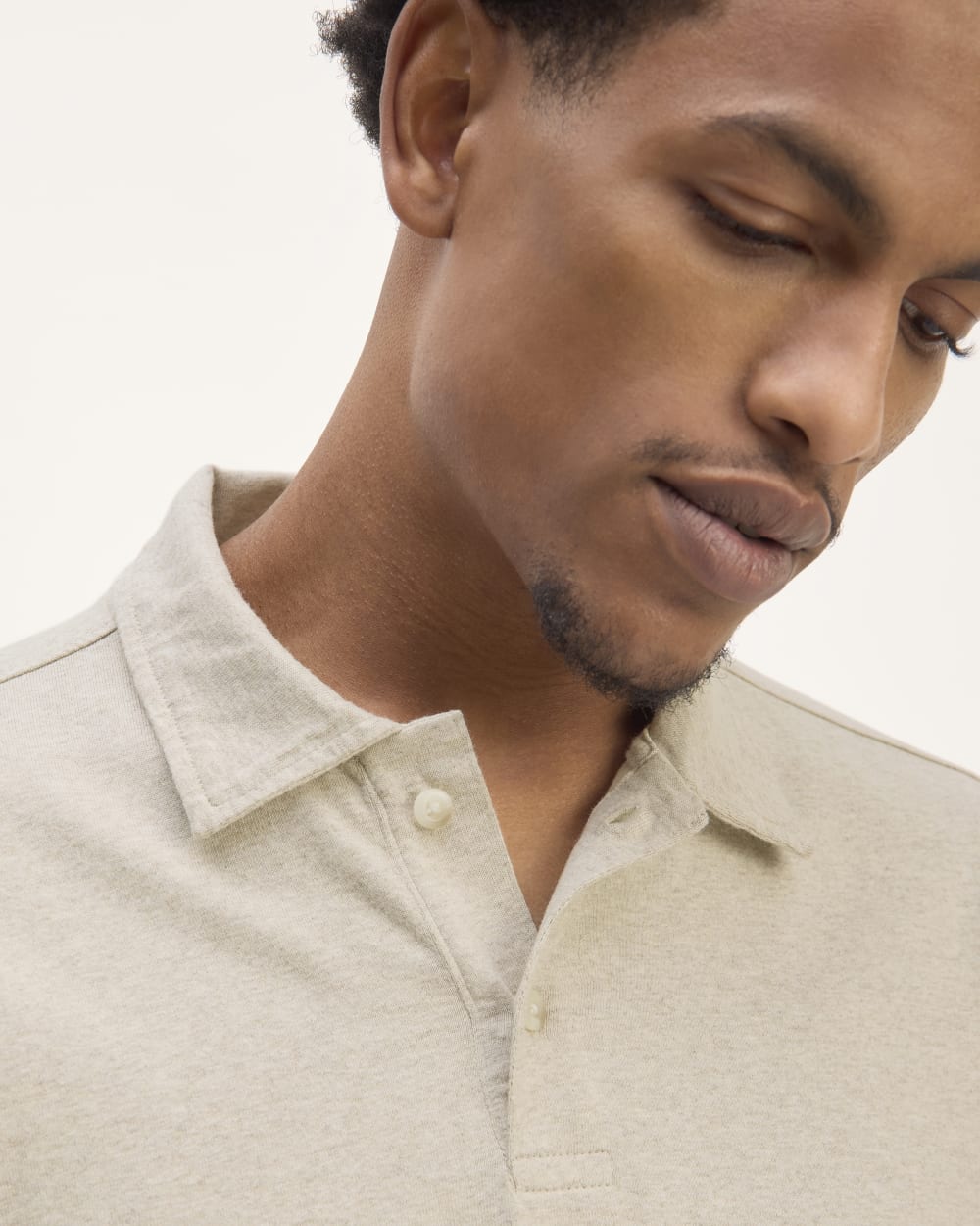 The Premium Weight Long-Sleeve Polo | Heather Oatmeal