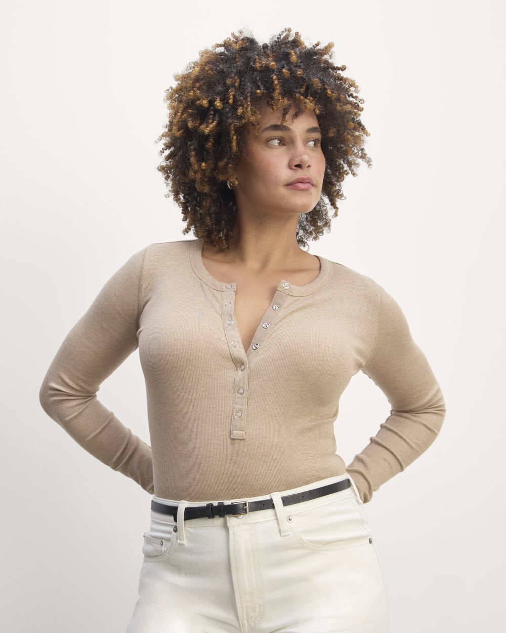 The Luxe Rib Henley | Heathered Tan
