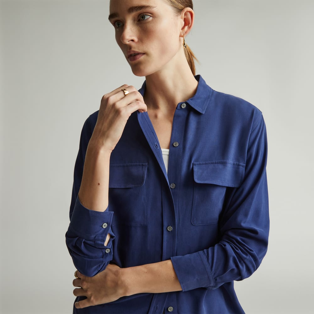 The Washable Silk Relaxed Shirt  | Ocean Cavern