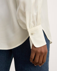 The Henley Shirt in Washable Silk | Off-White