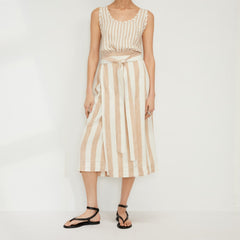 The Linen Wrap Skirt | Bone / Caramel