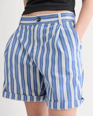 The Pleated Chino Short | Dutch Blue / Natural