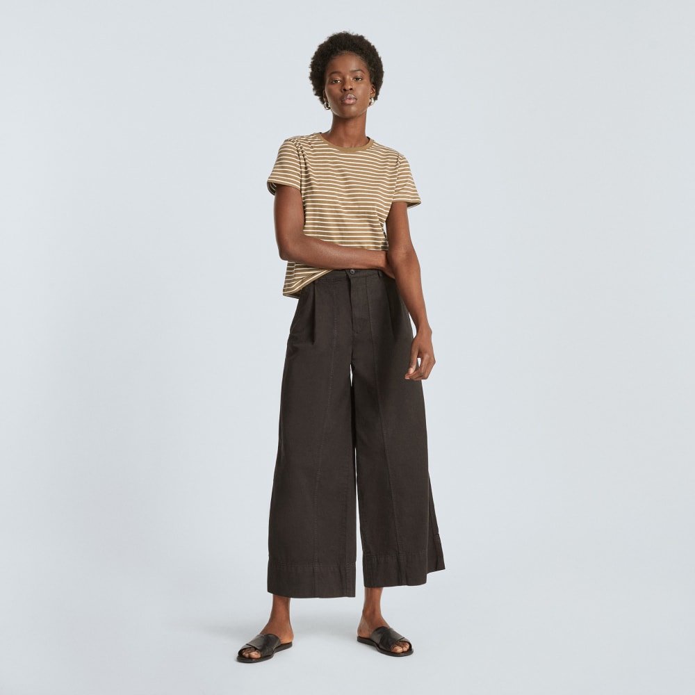 The Box-Cut Tee in Essential Cotton | Olive / Tan | No Pocket