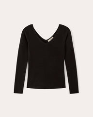 The Off-Shoulder Top in Ultrasoft Merino | Black