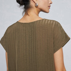 The City Stripe V-Neck Top | Beech