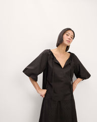 The Supima® Puff-Sleeve Top | Black