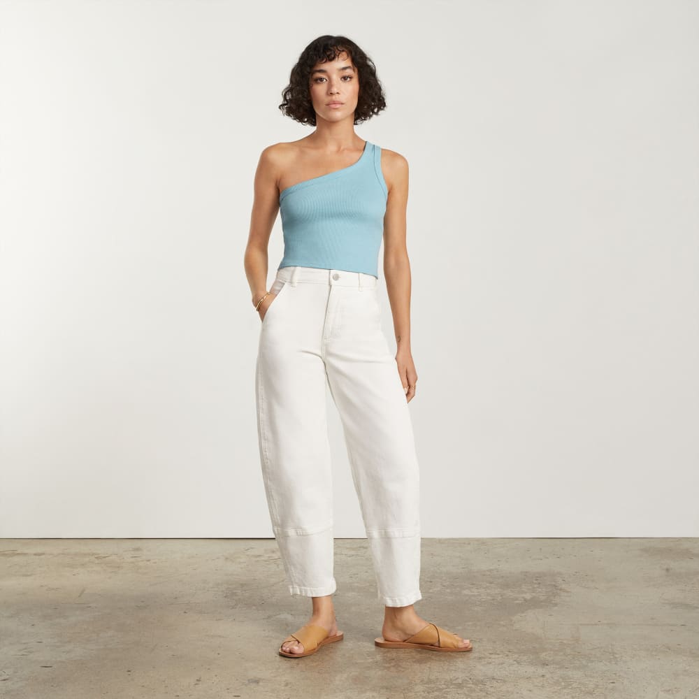 The Ribbed One-Shoulder Tank | Ice Blue