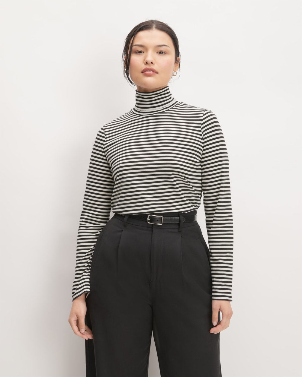 The Organic Cotton Turtleneck | Black / Bone