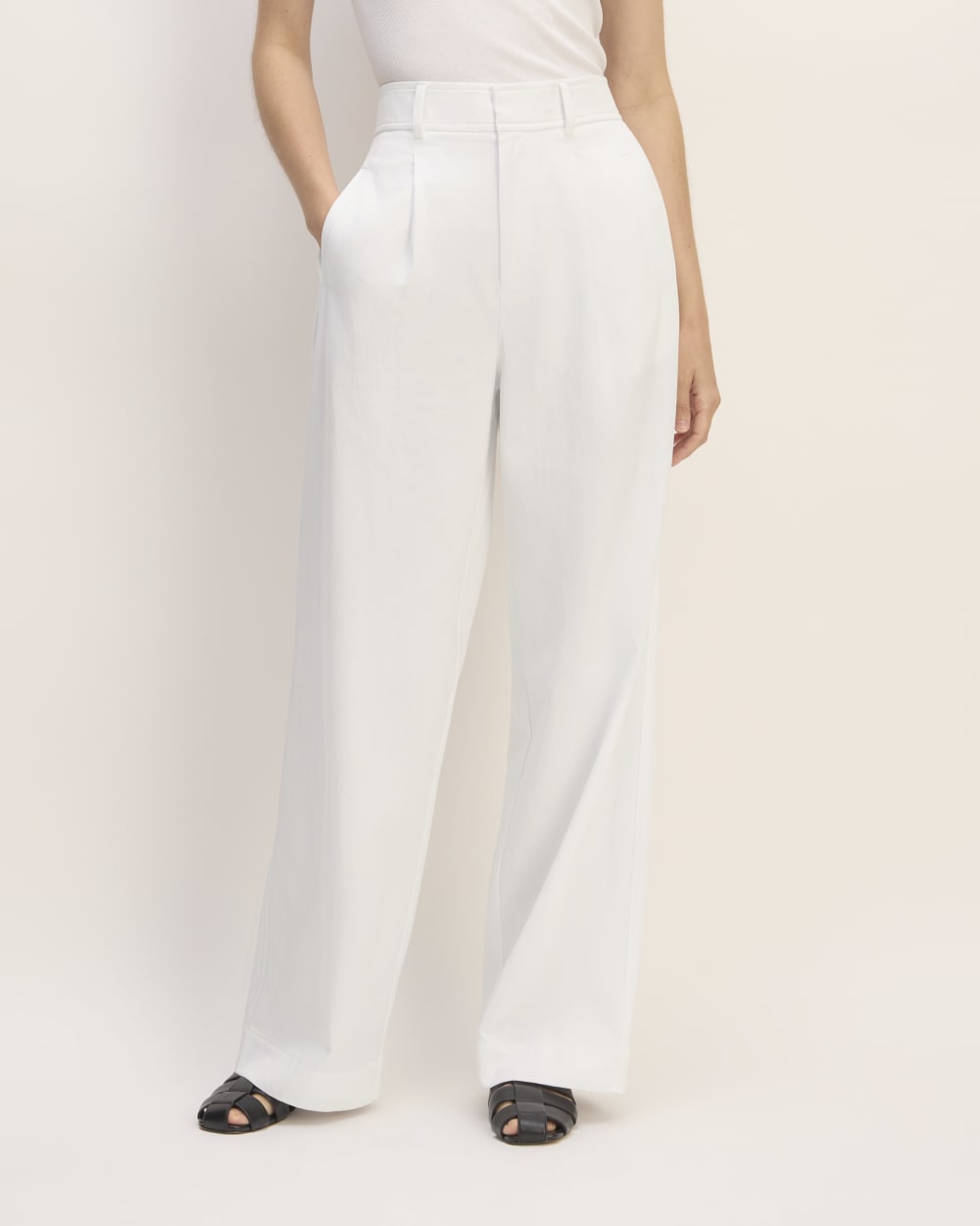 The Draper Pleated Pant in Buttersmooth | White | 32" Inseam