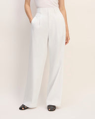 The Draper Pleated Pant in Buttersmooth | White | 32" Inseam