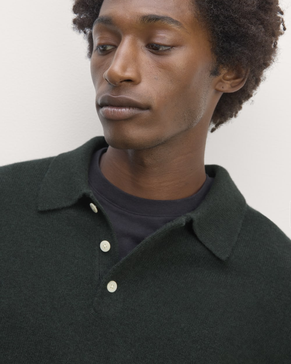 The Classic Polo in Luxe Merino | Heather Scarab Green