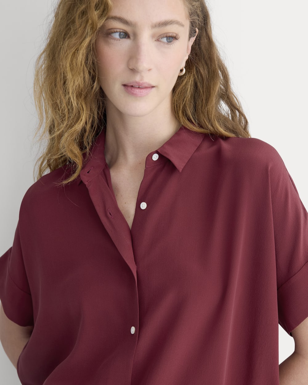 The Boxy Shirt in Washable Silk | Pomegranate