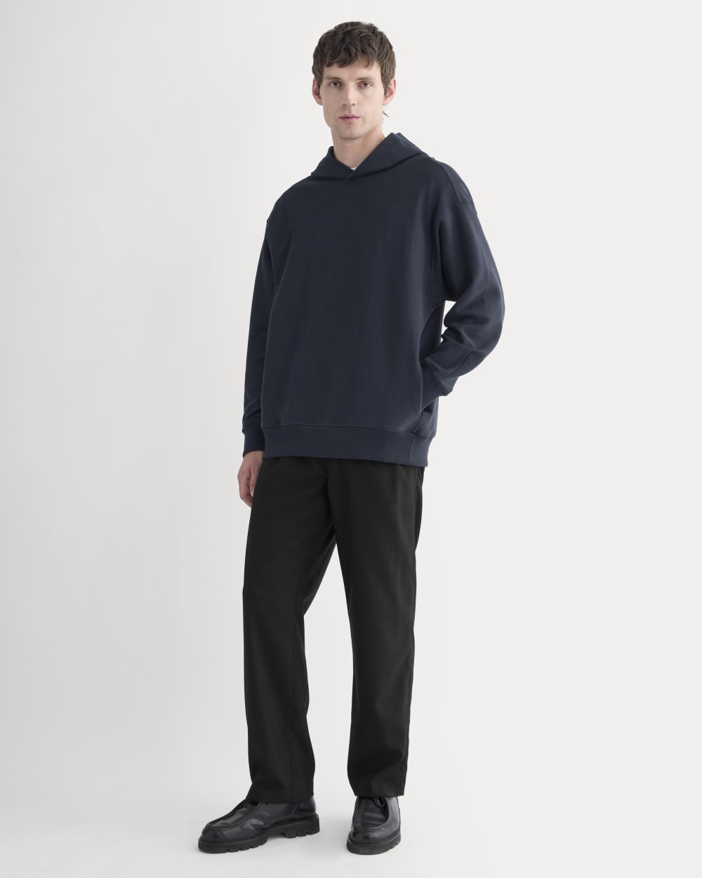 Twill Terry Jacquard Hoodie | Navy