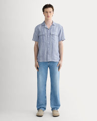 The Resort Shirt in Linen | Dutch Blue / Bone