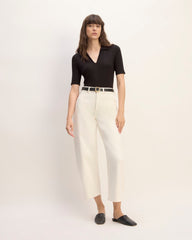 The Rib Soft Knit Open Collar Polo | Black
