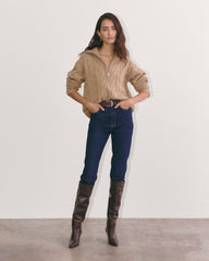 The Cable Half-Zip in Luxe Merino | Oat Melange