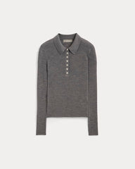 The Polo in Ultrasoft Merino | Heather Mid Grey