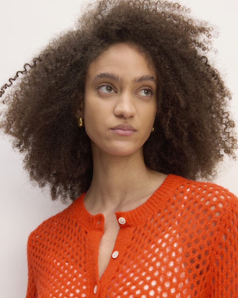 The Everlane x Marques' Almeida Alpaca Mesh Cardigan | Red Orange