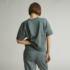 The Organic Cotton Slouchy V-Neck | Green Balsam
