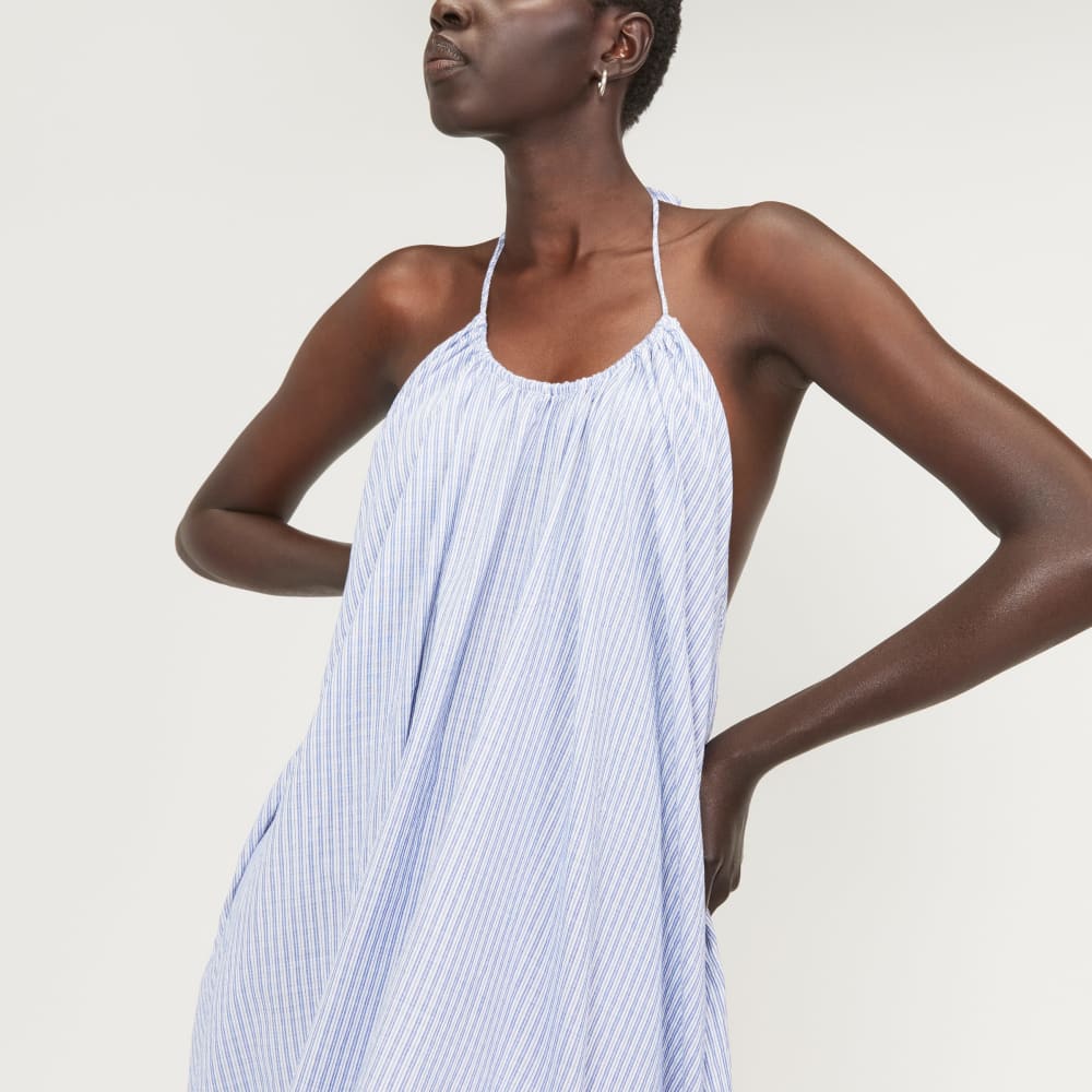 The Tie-Back Halter Dress | Mazarine Blue / Optic White