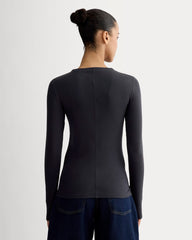 The Luxe Rib Funnel-Neck Tee | Navy