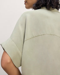 The Boxy Shirt in Washable Silk | Seagrass