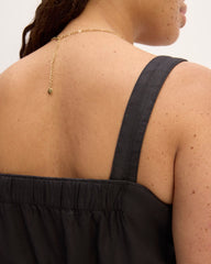 The Linen Side-Button Jumpsuit | Black