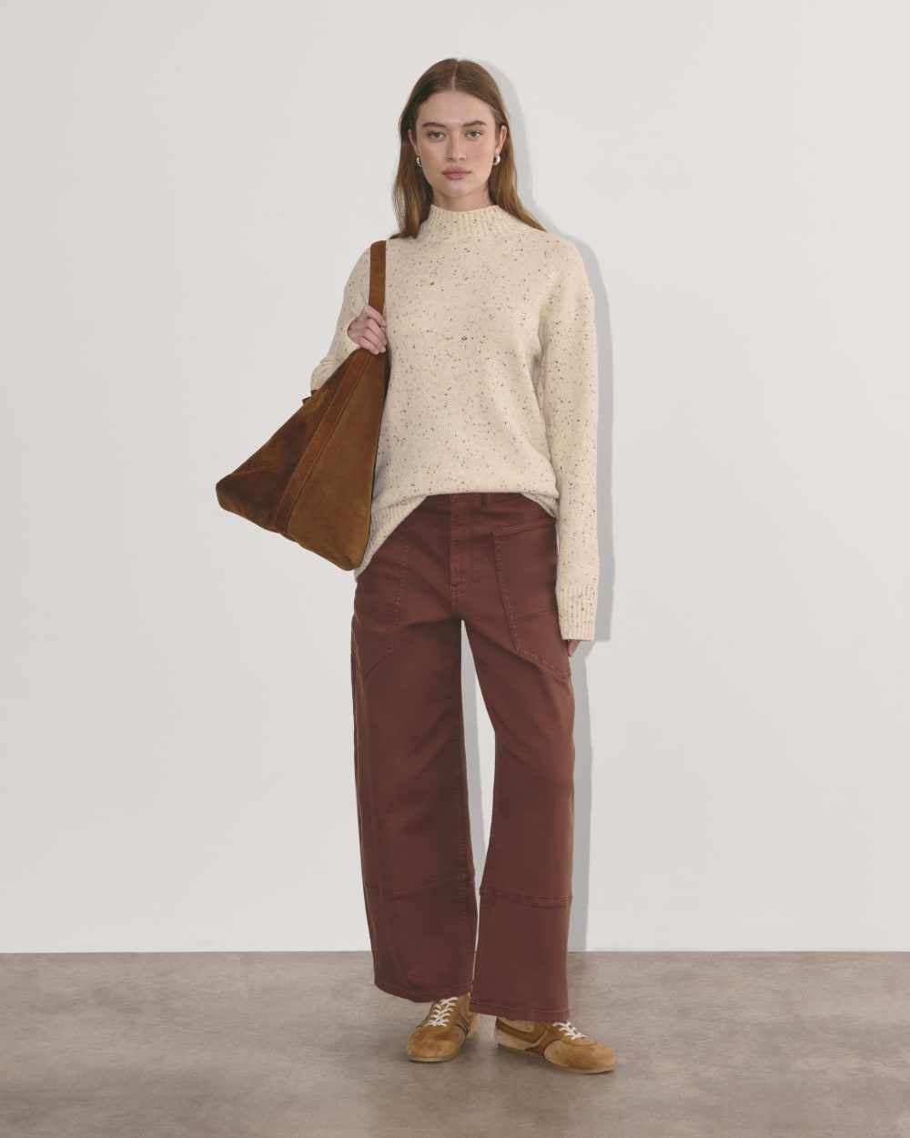 The Mockneck Sweater in Plush Cotton | Cream Confetti