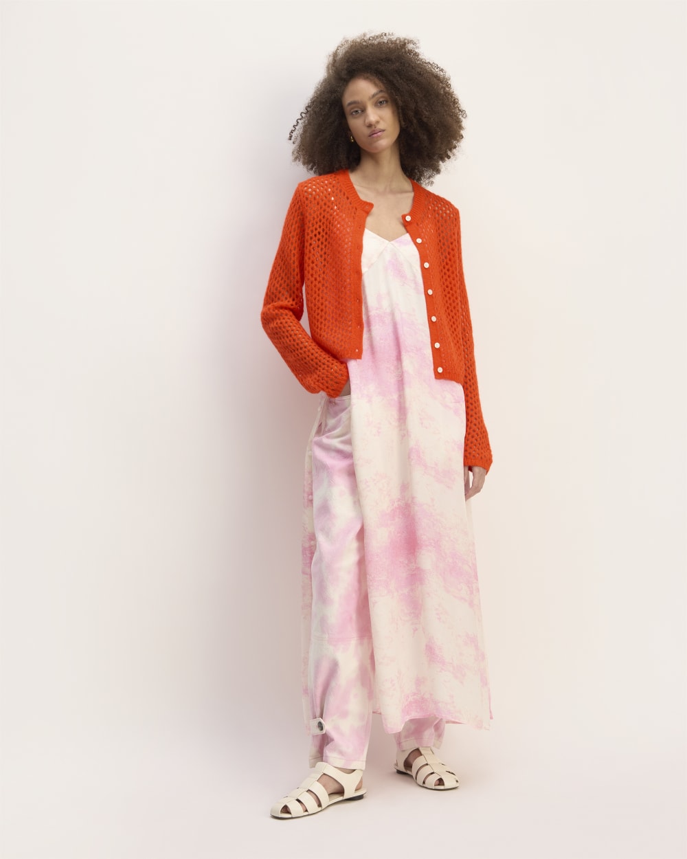 The Everlane x Marques' Almeida Alpaca Mesh Cardigan | Red Orange