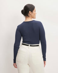 The Luxe Rib Long-Sleeve Crew | Navy