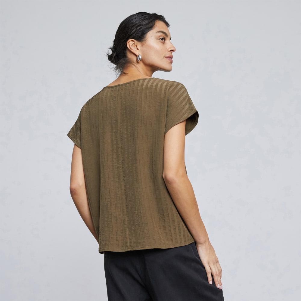 The City Stripe V-Neck Top | Beech