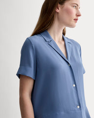 The Notch Shirt in Washable Silk | French Blue