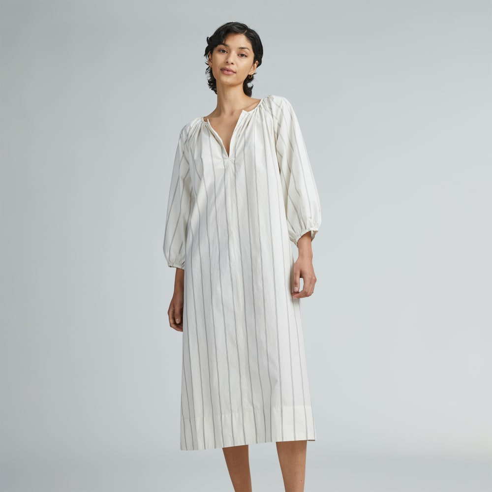 The Raglan Sleeve Poplin Dress | Black / Canvas Tan