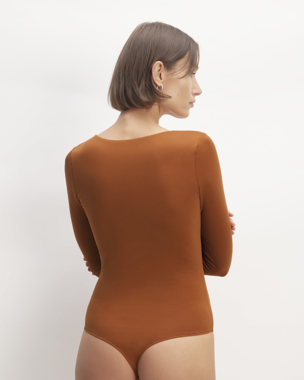 The Long-Sleeve Supima® Square-Neck Bodysuit | Honey | Thong