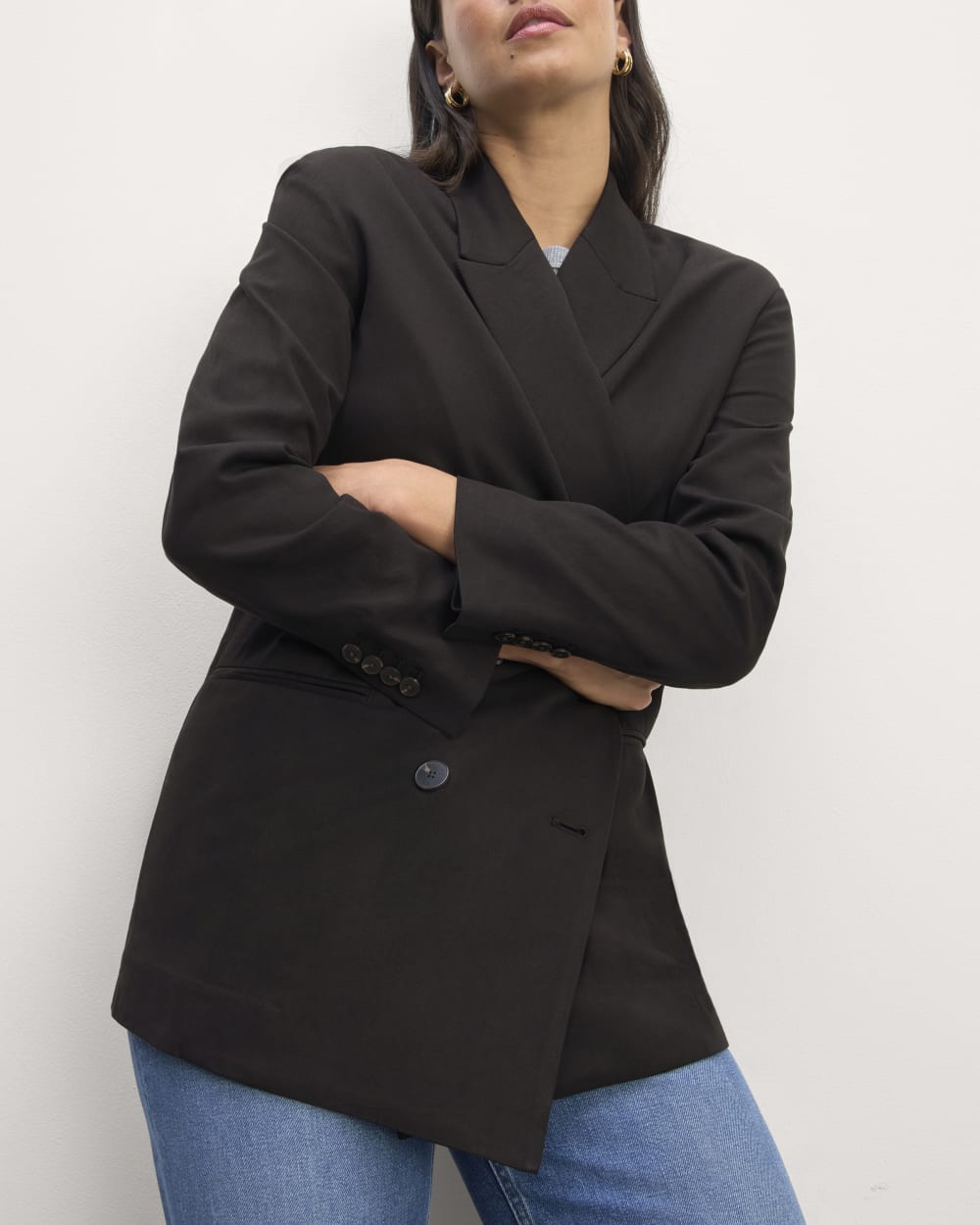 The Double-Breasted Blazer in Buttersmooth | Black