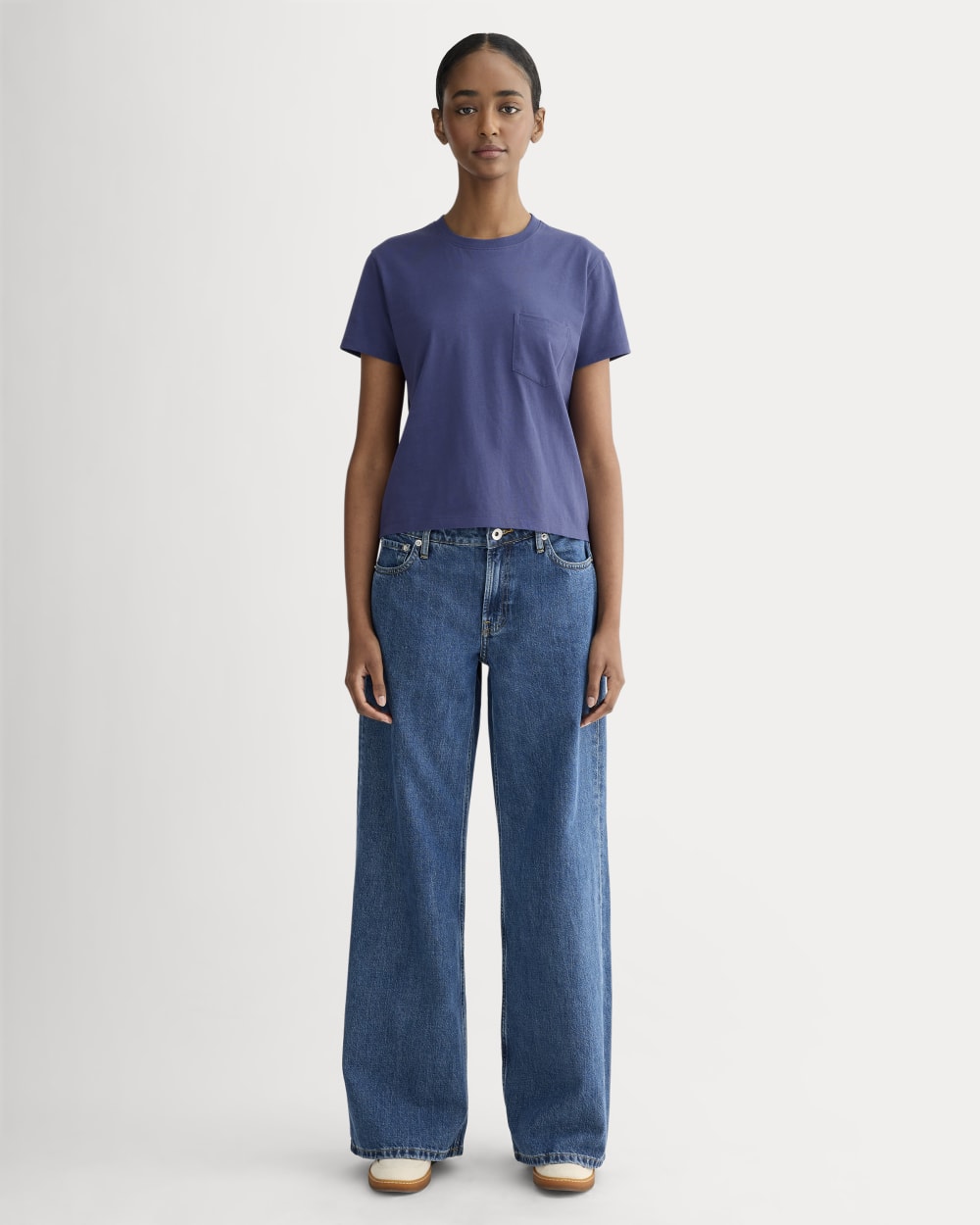 The Box-Cut Tee in Essential Cotton | Deep Cobalt | Pocket
