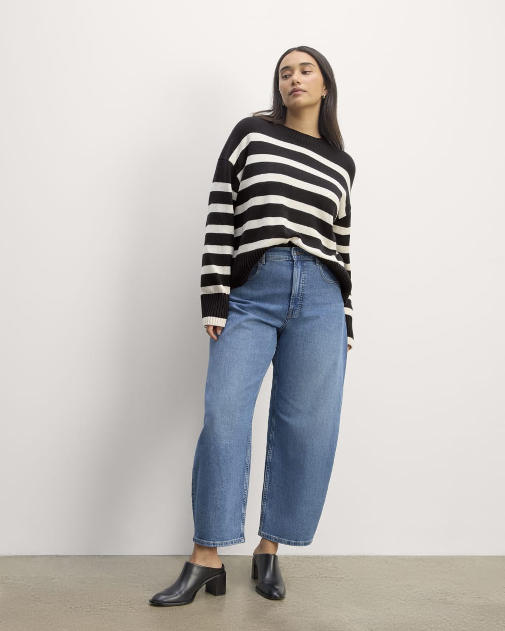 The Boxy Sweater in Everyday Cotton | Black / Canvas