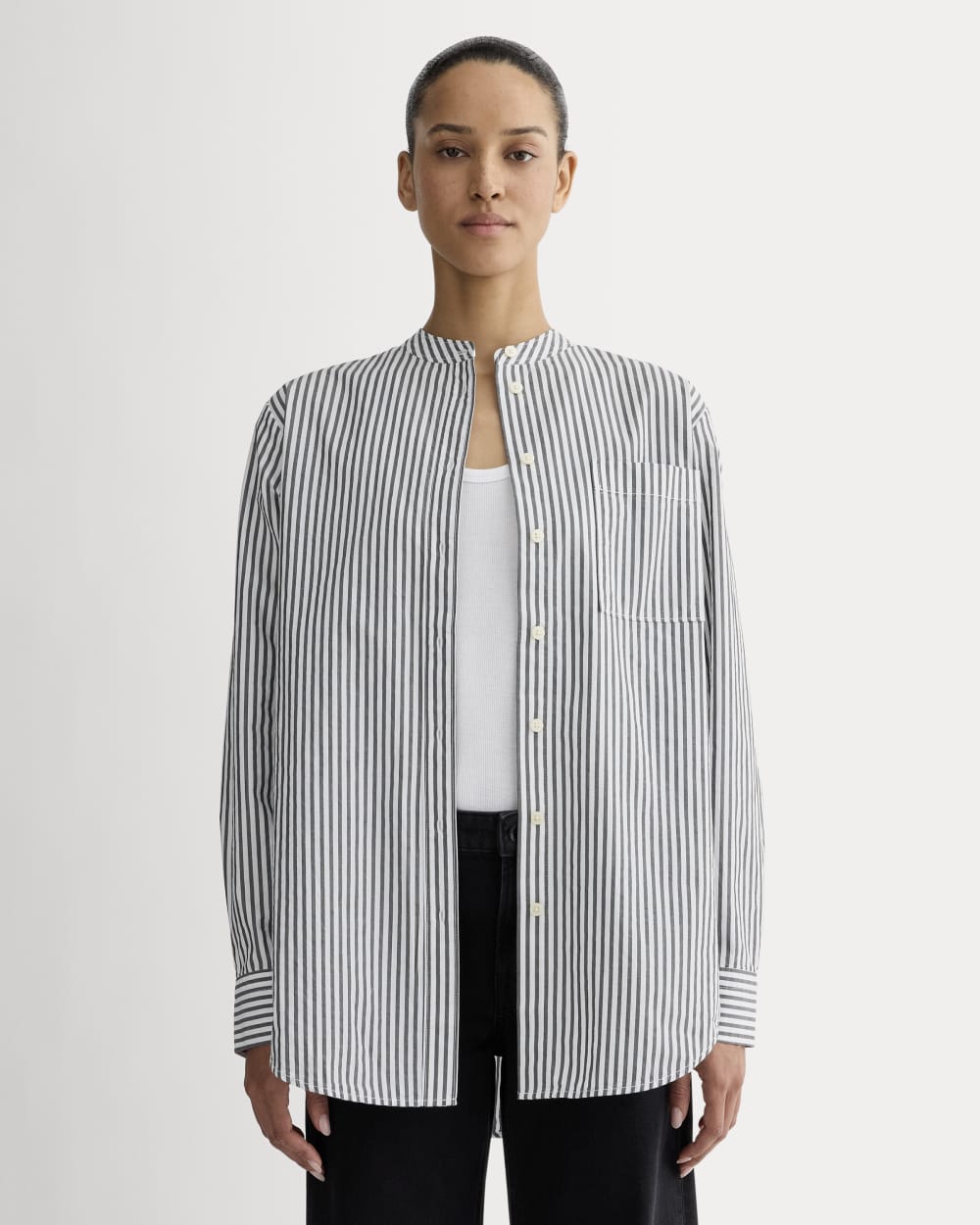 The Oversized Shirt in Ultrasoft Cotton | Optic White / Black