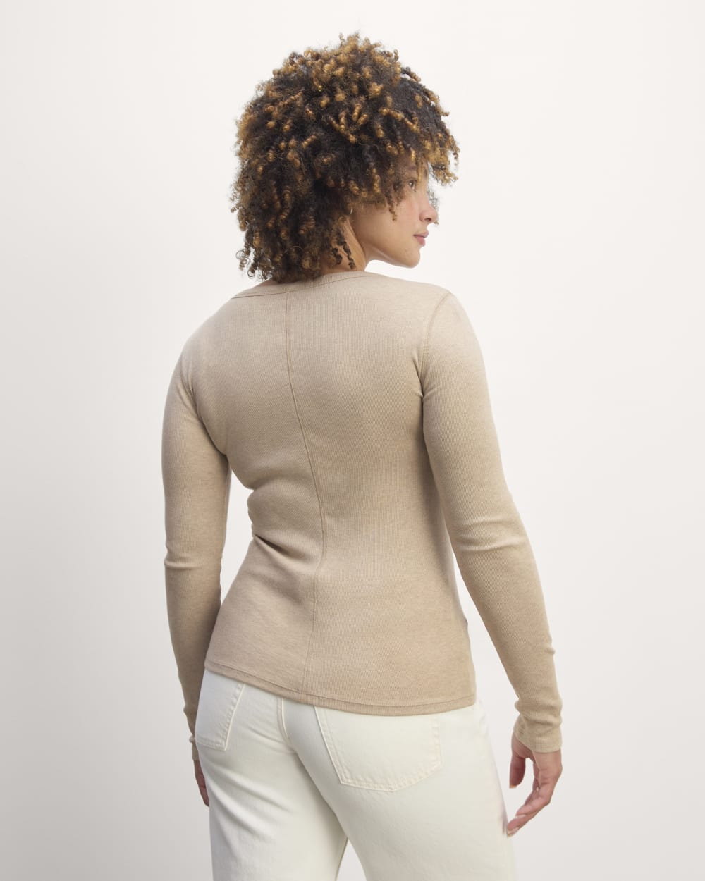 The Luxe Rib Henley | Heathered Tan