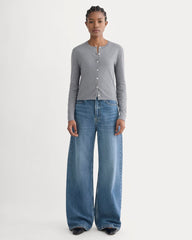 The Cropped Cardigan in Cotton Cashmere | Heather Charcoal