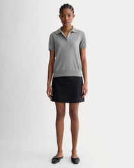 The Polo in Cotton Cashmere | Heather Charcoal