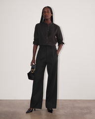 The Tuxedo Shirt in Silky Cotton | Black