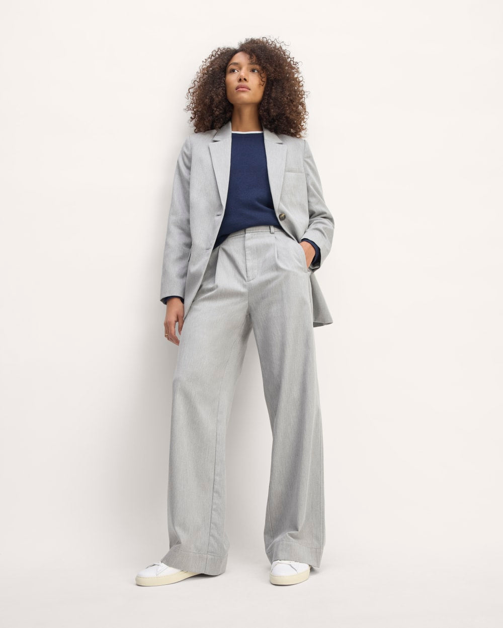 The Draper Pleated Pant in Buttersmooth | Heather Steel | 30" Inseam