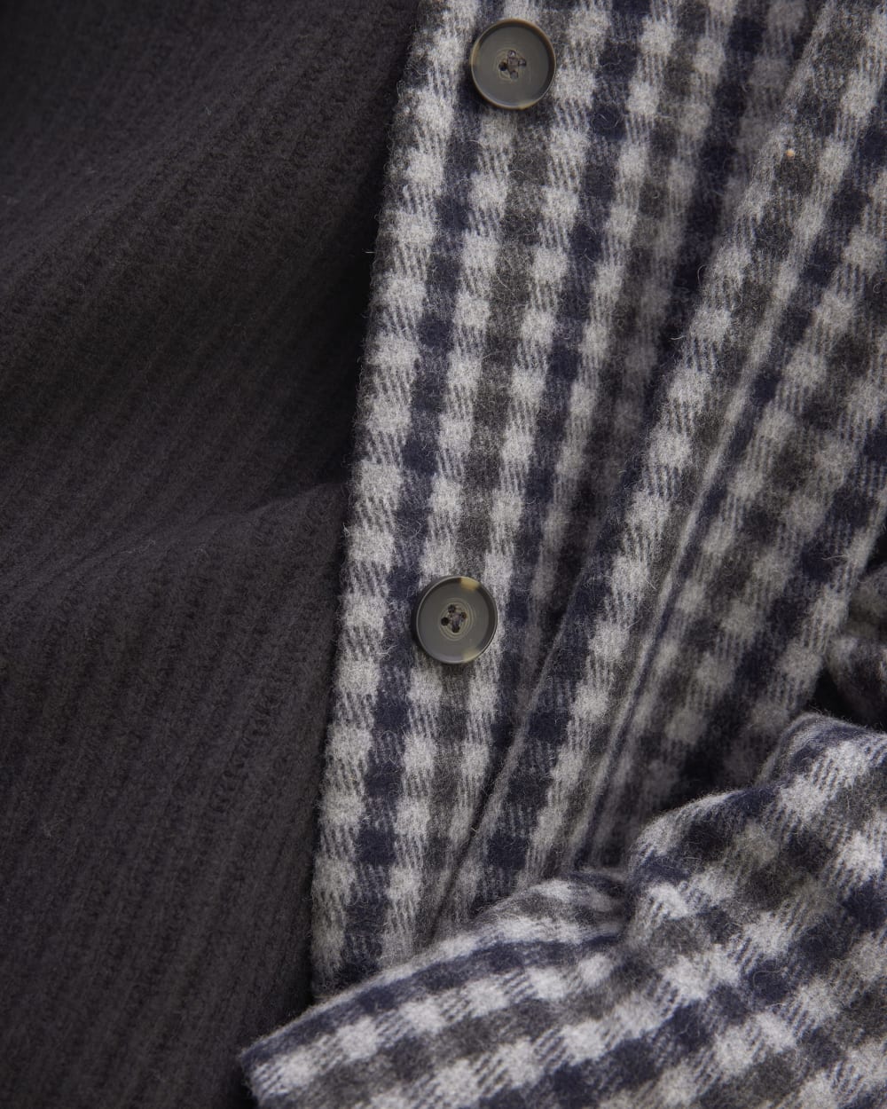 The Italian ReWool® Cocoon Coat | Grey / Charcoal / Navy Check