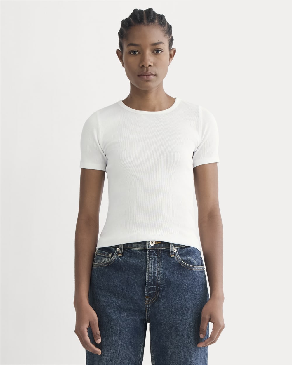 The Luxe Rib Crew | White
