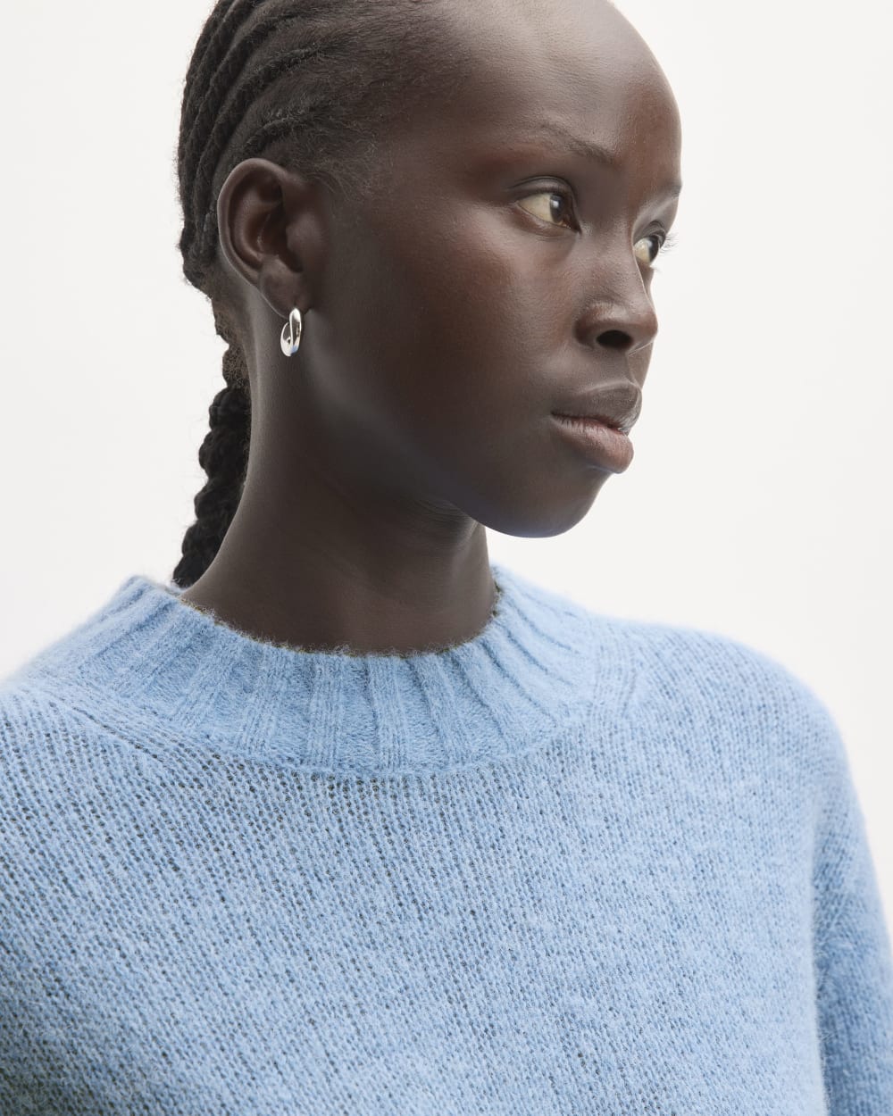 The Alpaca Cropped Crewneck Sweater | Heritage Blue